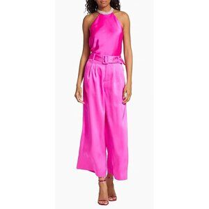 NWT Generation Love Eloise Satin Wide Leg Pants Hot Pink Size 00 $248 [jb]